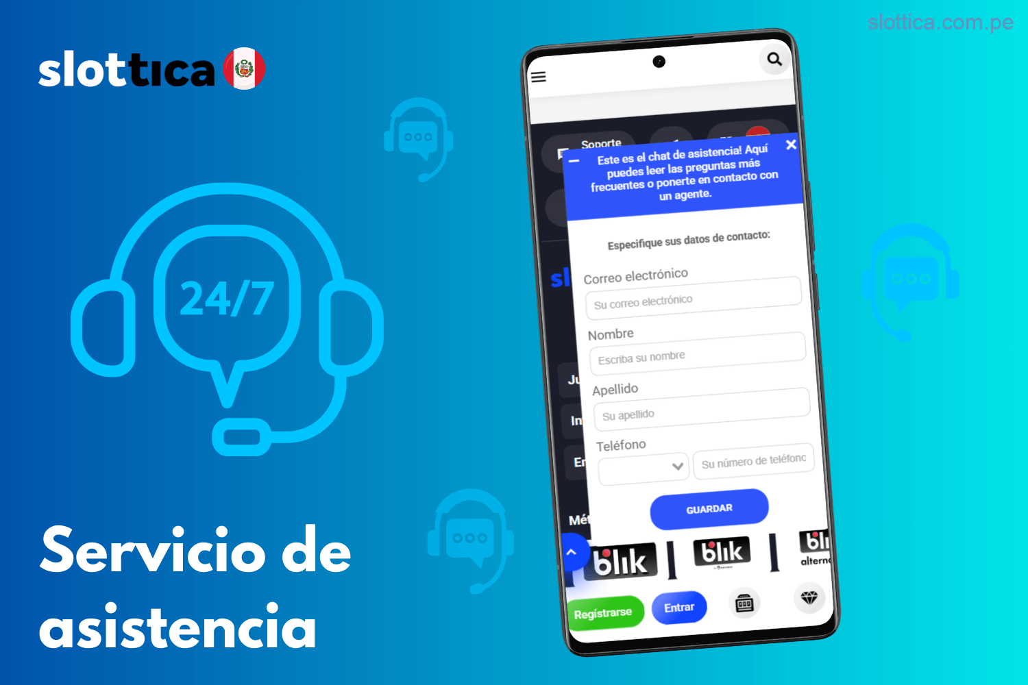 Atención al cliente para usuarios de la app de Slottica en Perú
